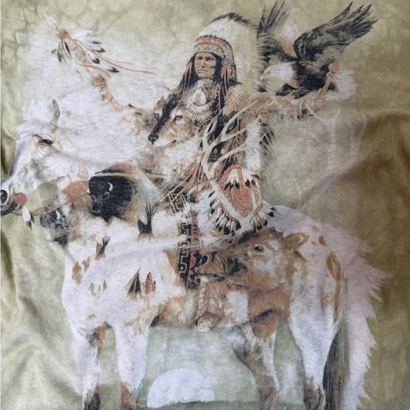 Vintage The Mountain Graphic T-Shirt Western Horse Eagle Faded USA Made Men’s M - Picture 2 of 6